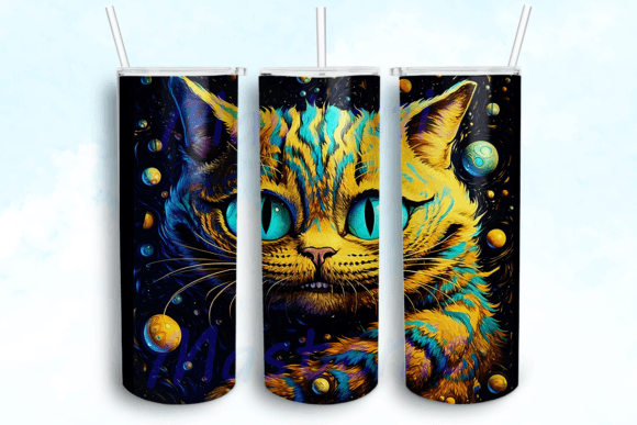 Alcohol Ink Cheshire Cat Tumbler PNG