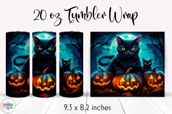 Black Cat and Pumpkins Halloween Tumbler