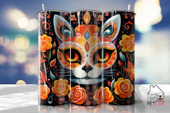 Cat Dia De Los Muertos Tumbler Wrap