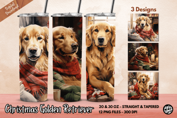 Christmas Golden Retriever Tumbler Wrap
