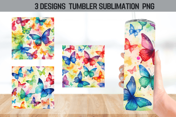 Colorful Butterfly Tumbler Wrap Sublimat