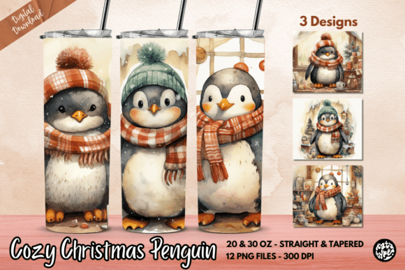 Cozy Christmas Penguin Tumbler Wrap