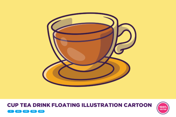 Cup Tea Drink Floating Illustration