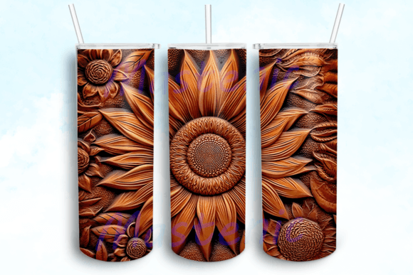 Flowers Tooled Leather Tumbler PNG