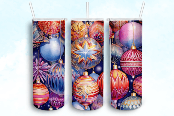 Gleaming Christmas Ornaments Tumbler PNG