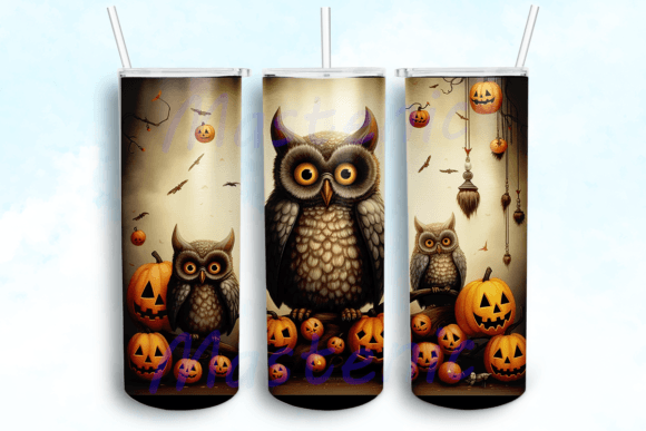 Halloween Owl Cats Tumbler PNG