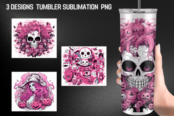 Halloween Pink Tumbler Wrap Sublimation
