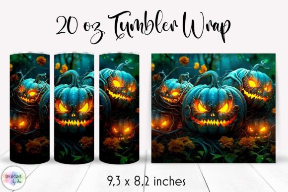 Halloween Pumpkins Skinny Tumbler Wrap