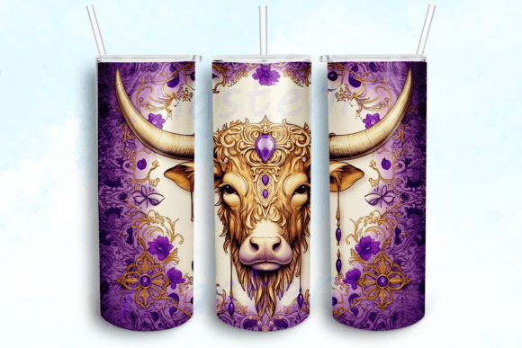 Highland Cow Western Tumbler PNG