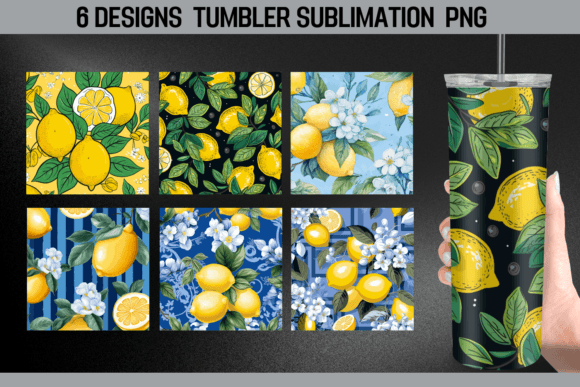 Lemon Tumbler Sublimation Wrap Design