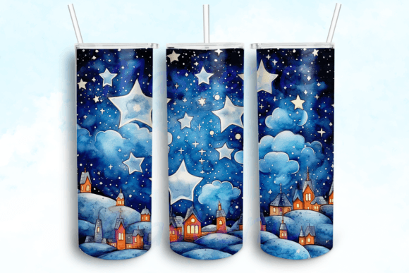Mystical Christmas Stars Tumbler PNG