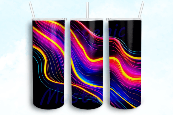 Neon Wavy Lines Tumbler PNG