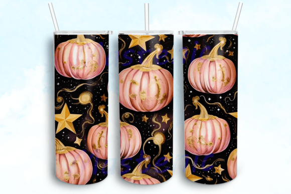 Pink Pumpkins Tumbler Sublimation Design
