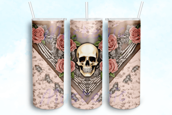 Pink Skeleton Tumbler Sublimation Design