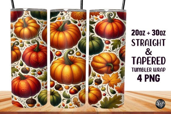 Pumpkin Autumn Tumbler Skinny 20oz Wrap