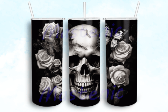 Skull and Butterfly Tumbler PNG