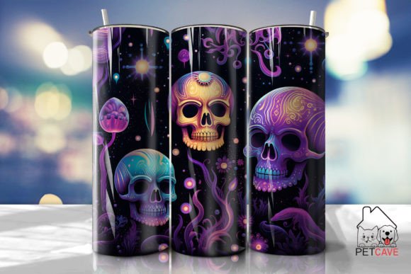 Skulls and Gold Bottle Tumbler Wrap 1