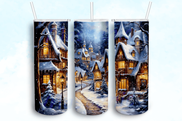 Snowy Village Delights Tumbler PNG