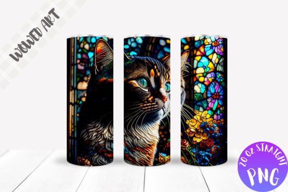Stained Glass Cat Tumbler Wrap