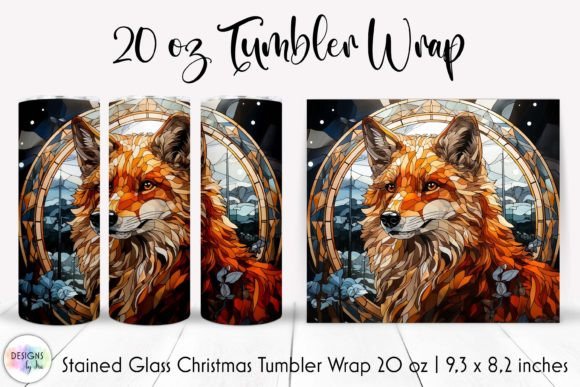 Stained Glass Christmas Fox Tumbler Wrap