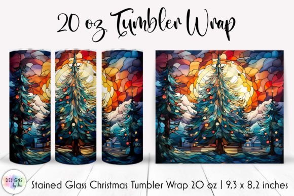 Stained Glass Christmas Tree Tumbler PNG