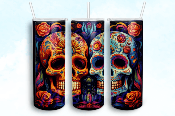 Sugar Skull Tumbler Sublimation Design