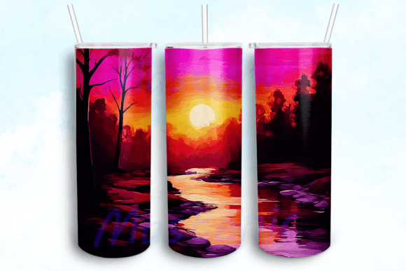 Sunset Tumbler Sublimation Design