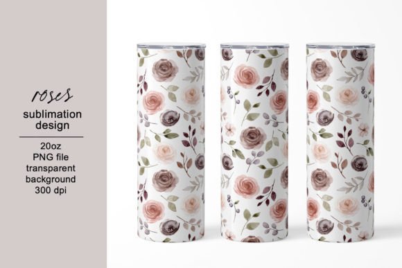 Tumbler Sublimation Design with Roses