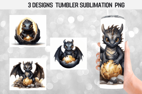 Watercolor Black Baby Dragon Tumbler