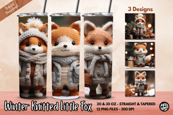 Winter Knitted Little Fox Tumbler Wrap
