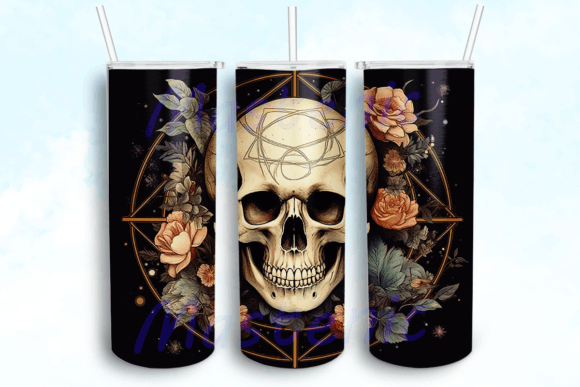 Witchy Skulls Gothic Tumbler PNG
